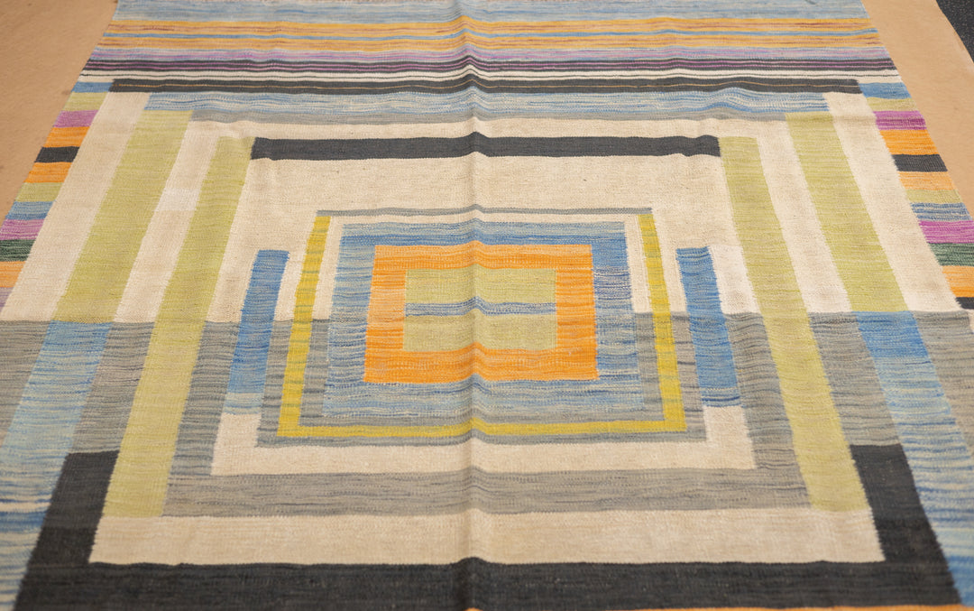 Fine Contemporary Turkish Kilim Flat Weave Wool Rug 5'8" x 8'0"