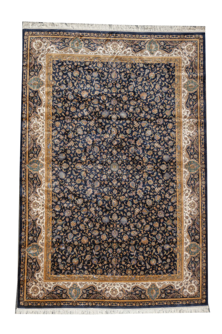 Traditional Silk Persian Design Rug 6'4" x 9'7"