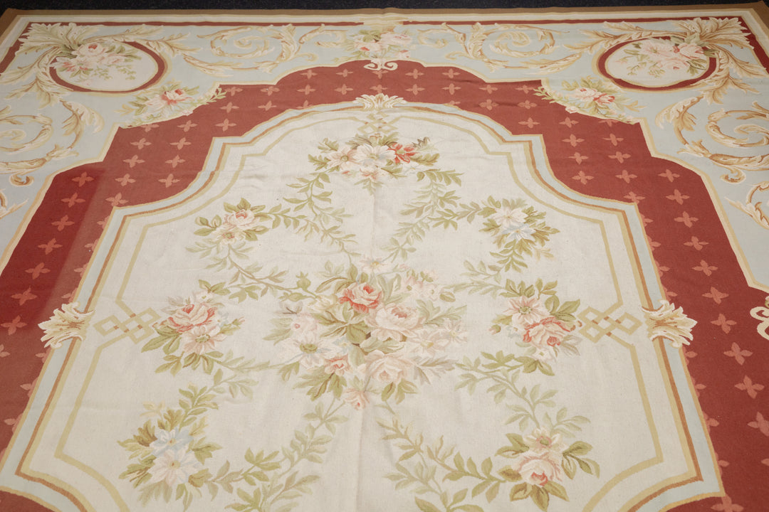 Aubusson Flat Weave Wool Rug 9'0" x 12'0"