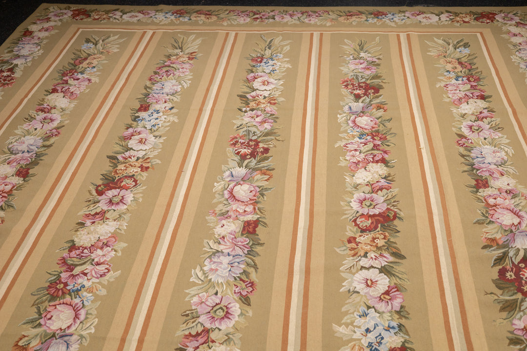 Aubusson Flat Weave Wool Rug 12'0" x 15'0"