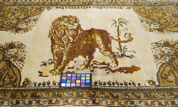 Antique Persian Tabriz Lion Wool  Rug 3'7'' x 4'8''