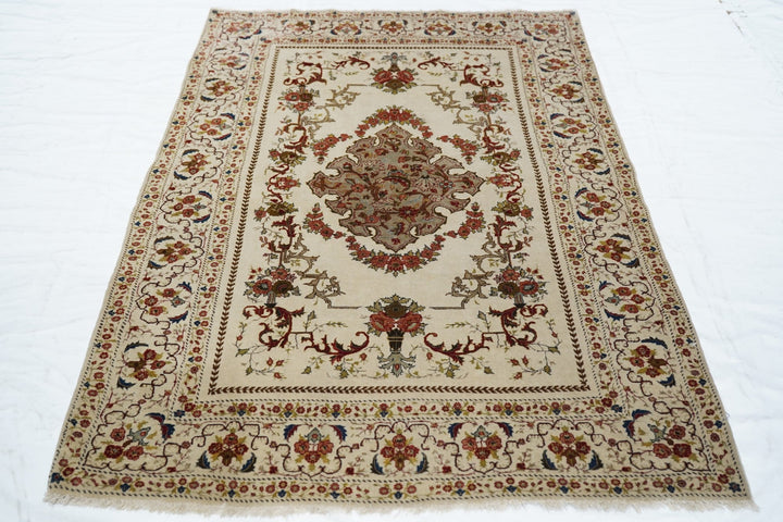 Extremely Fine Antique Persian Tehran Rug. Wool With all Design in Silk 3'4'' x 5'6''