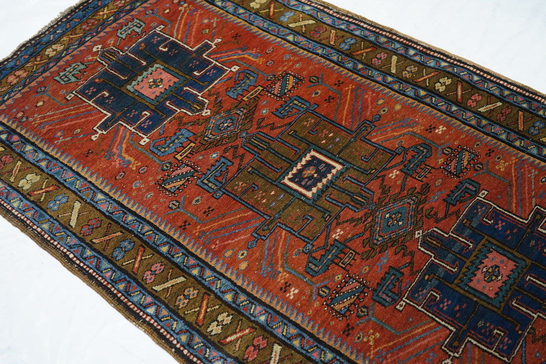 Antique Heriz Runner 3'5'' x 10'4''