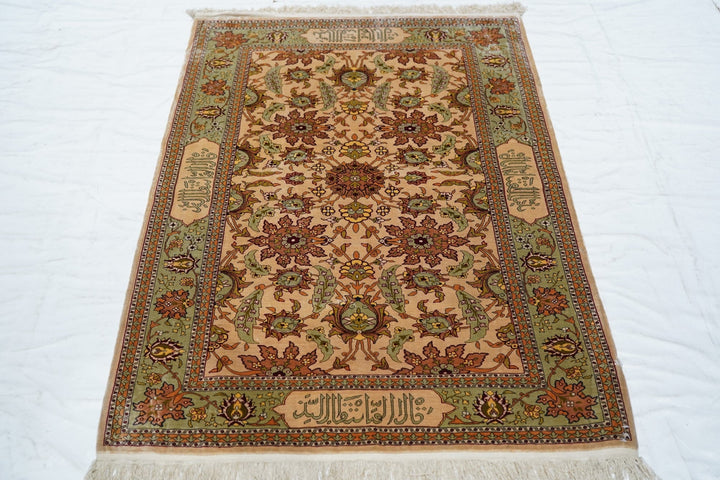 Extremely Fine Turkish Silk Hereke Rug 2'10'' x 4'7''