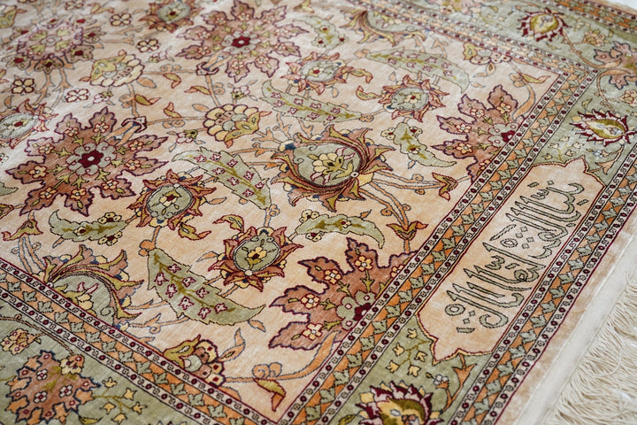 Extremely Fine Turkish Silk Hereke Rug 2'10'' x 4'7''