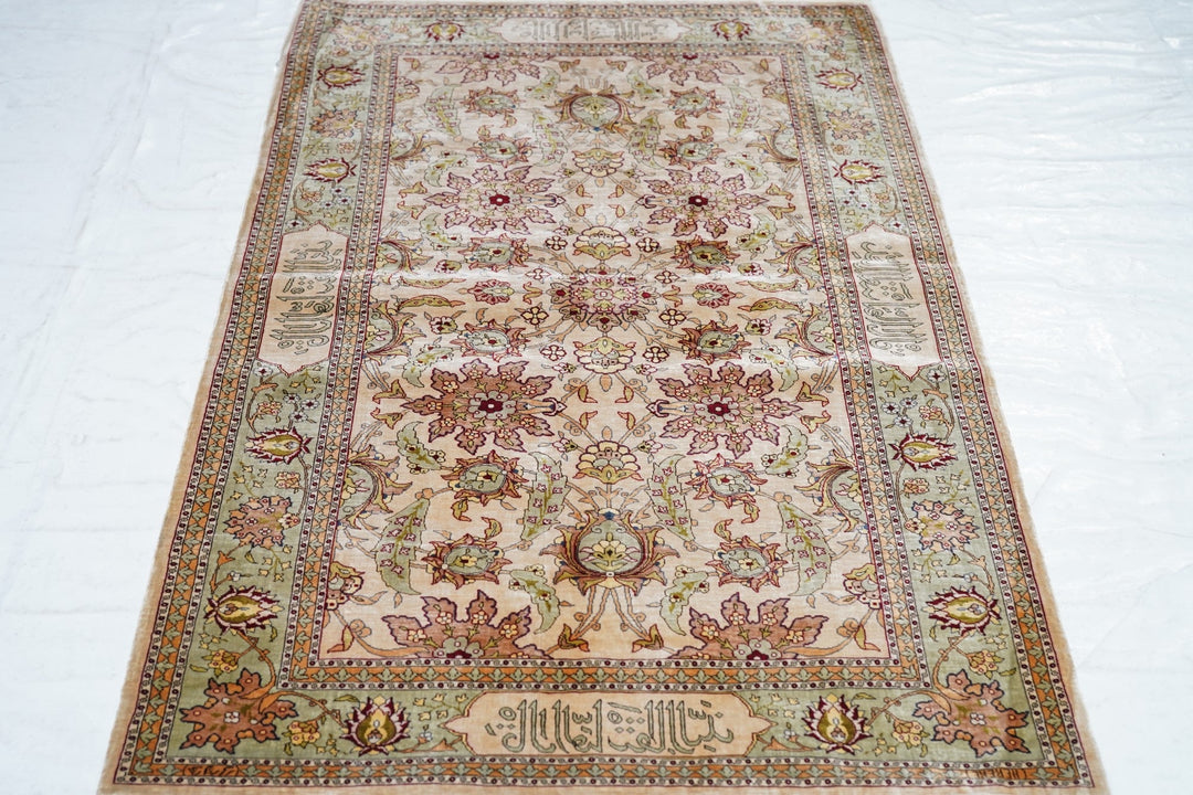 Extremely Fine Turkish Silk Hereke Rug 2'10'' x 4'7''