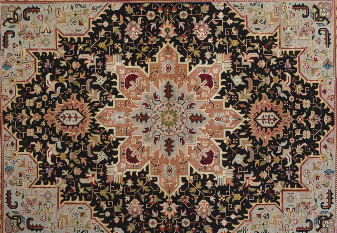 Extremely Fine Persian Tabriz Wool & Silk Rug 5'0" x 6'0"