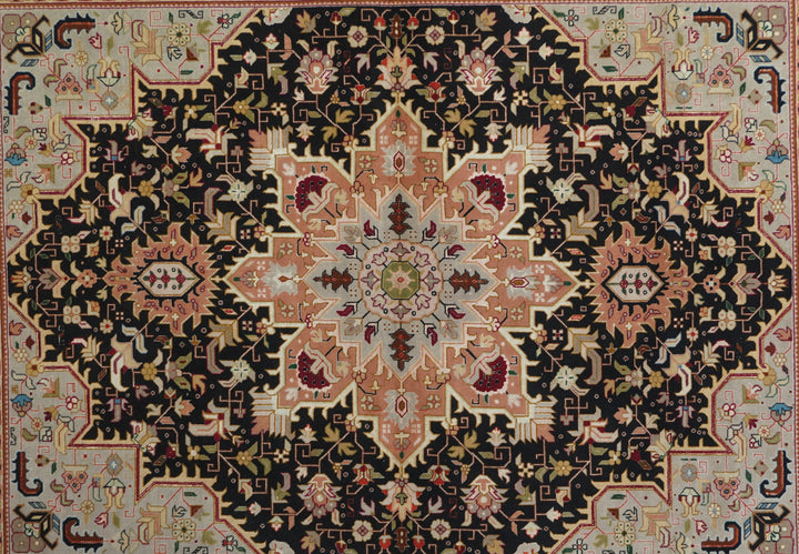 Extremely Fine Persian Tabriz Wool & Silk Rug 5'0" x 6'0"