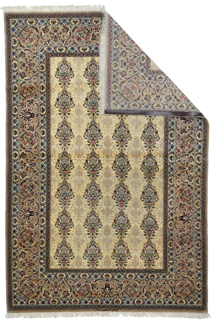 Extremely Fine Persian Isfahan Wool and Silk Rug 5'1'' x 7'6''