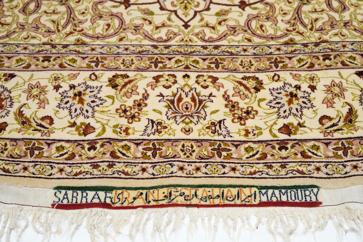 Extremely Fine Persian Isfahan Wool and Silk. Signed Saraf Mamoury Rug 4'10'' x 7'9''