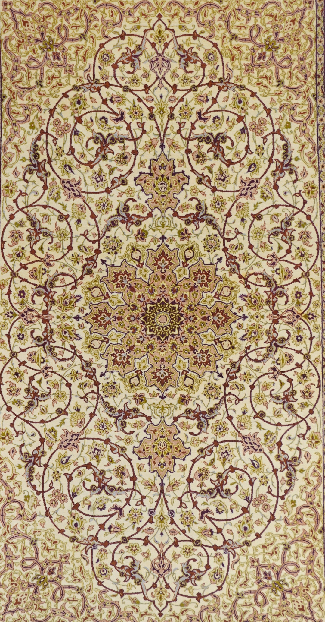 Extremely Fine Persian Isfahan Wool and Silk. Signed Saraf Mamoury Rug 4'10'' x 7'9''