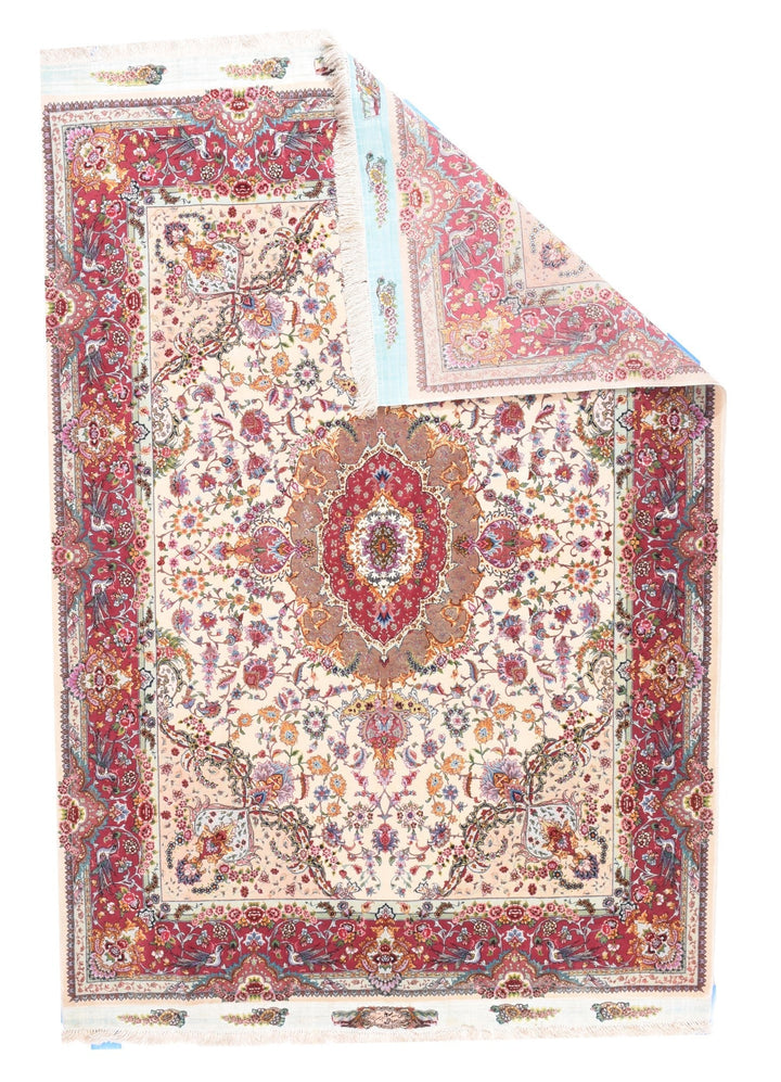 Extremely Fine Persian Tabriz 70 Raj. Wool and Silk with a Silk foundation Rug 5'1'' x 7'3''