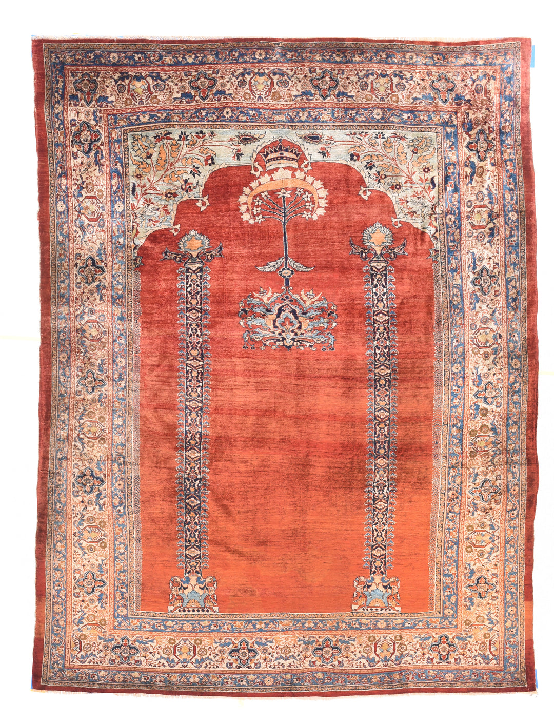 Antique Persian Silk Heriz Area Rug