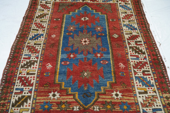 Antique Kazak Rug 4'1'' x 5'8''