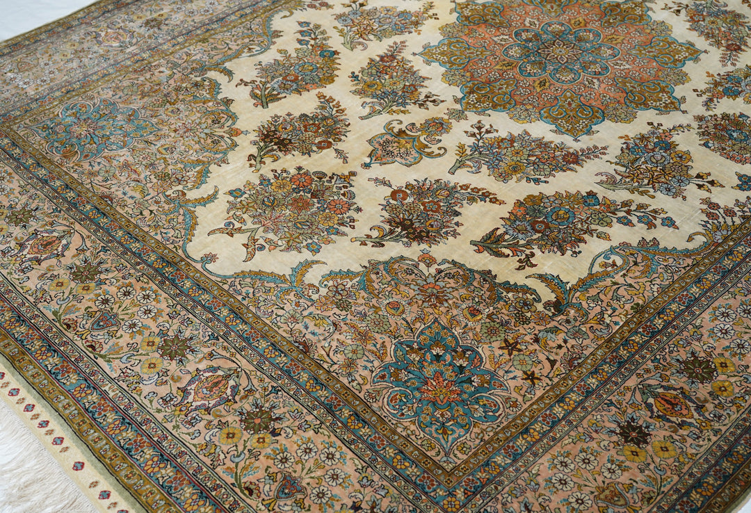 Extremely Fine Turkish Silk Hereke Rug 6'6'' x 9'6''