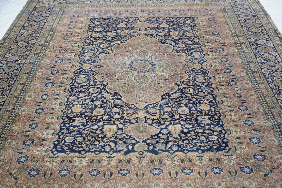 Antique Mohtasham Kashan Rug 7'8'' x 10'4''