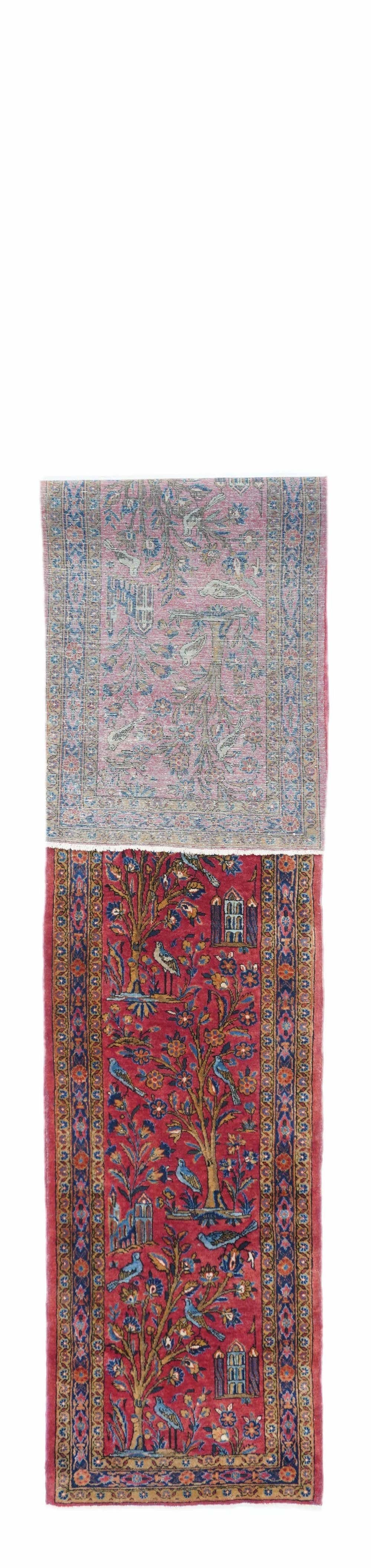 Antique Manchester Wool Kashan Runner 1'10'' x 9'11''