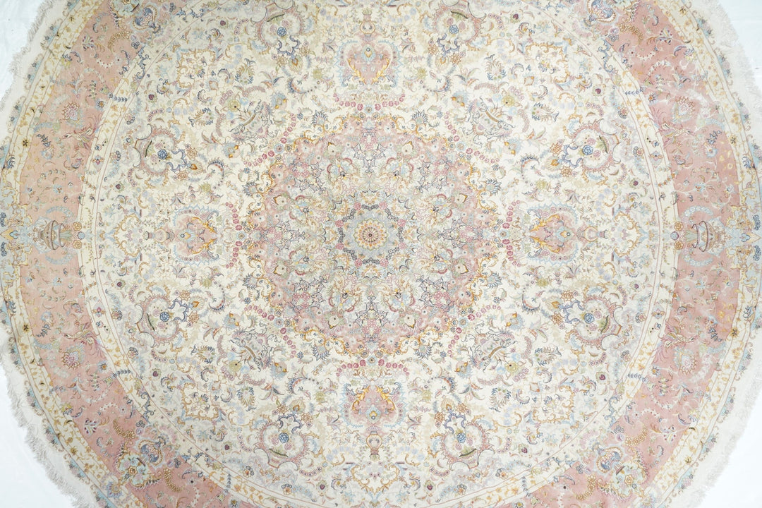 Extremely fine Persian Tabriz 70 Raj. Wool and Silk with a Silk Foundation Rug 13'0" x 13'0"