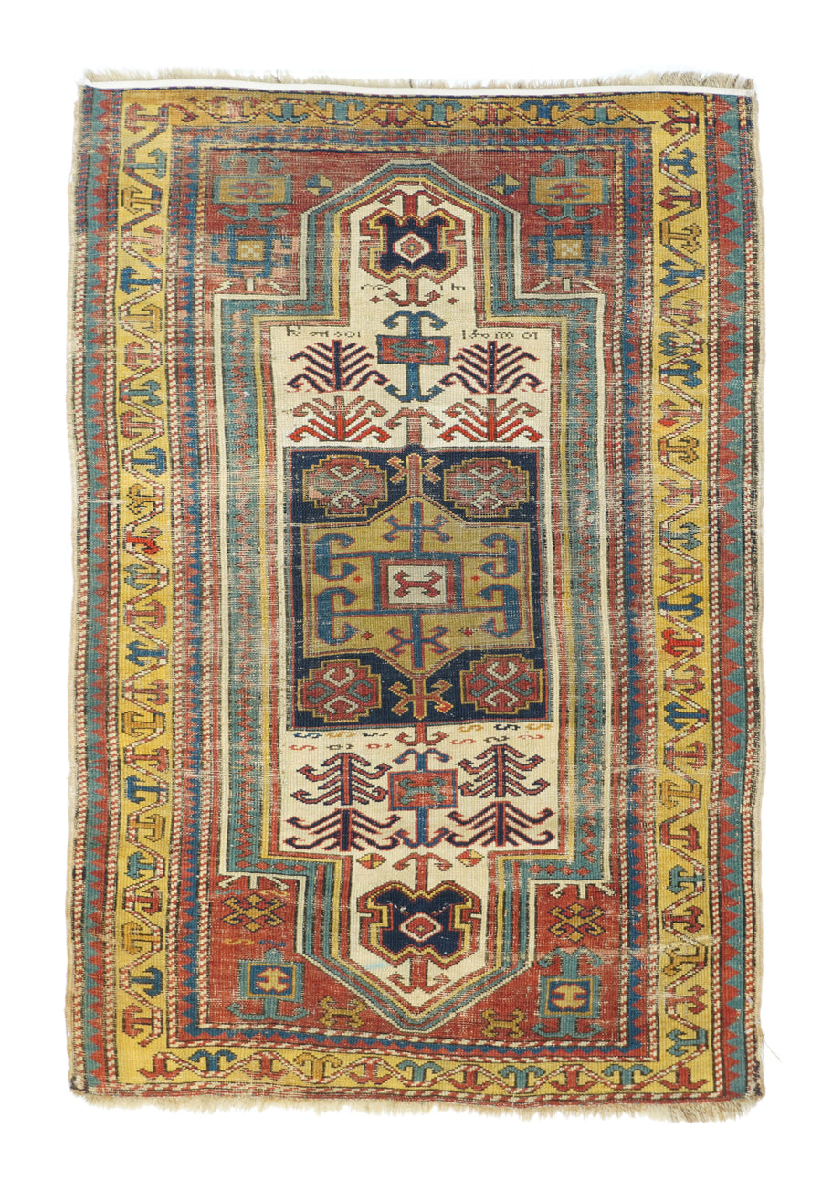 Antique Fakhralou Kazak Rug 3'0'' x 4'10''