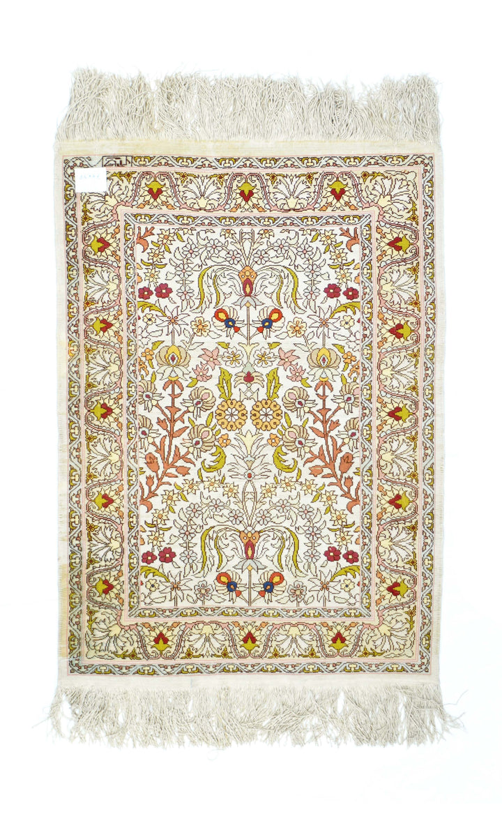 Extremely Fine Turkish Silk Hereke Rug 1'6'' x 2'5''