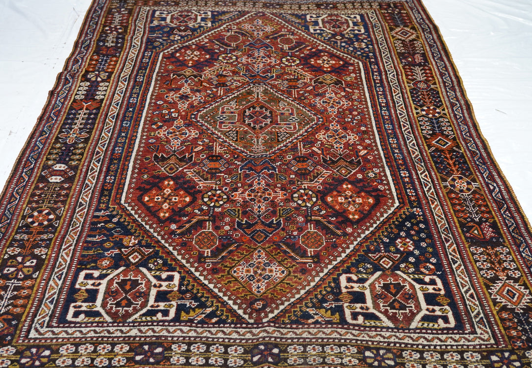 Antique Tribal Ghashghai Rug 5'5'' x 8'6''