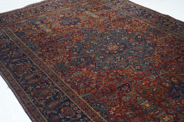 Antique Mohtasham Kashan Rug 4'2'' x 6'7''