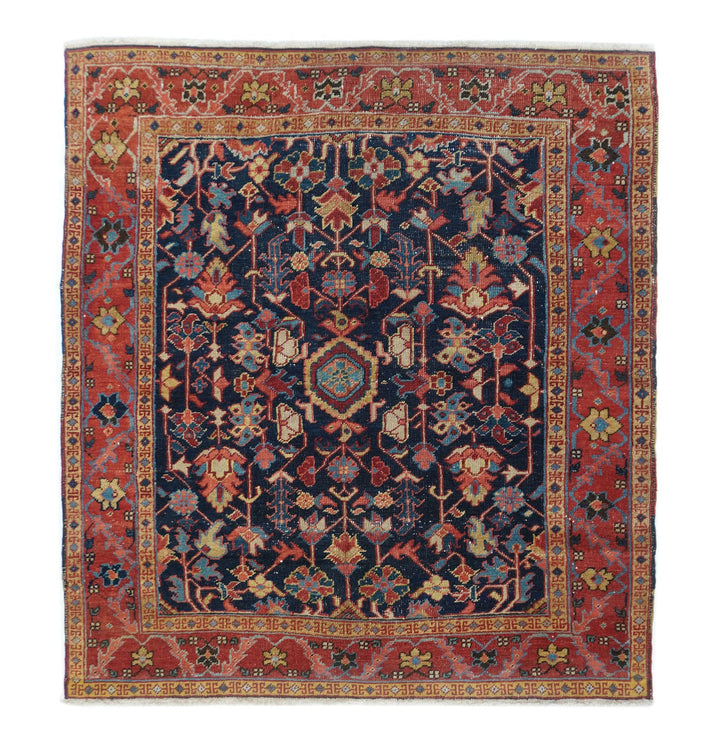 Antique Heriz Rug 4'4'' x 5'