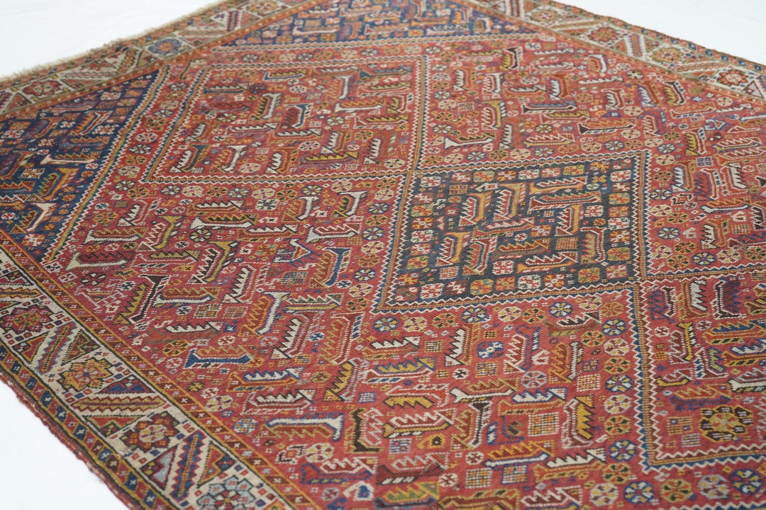 Antique Qashqai Rug 4'2'' x 5'2''