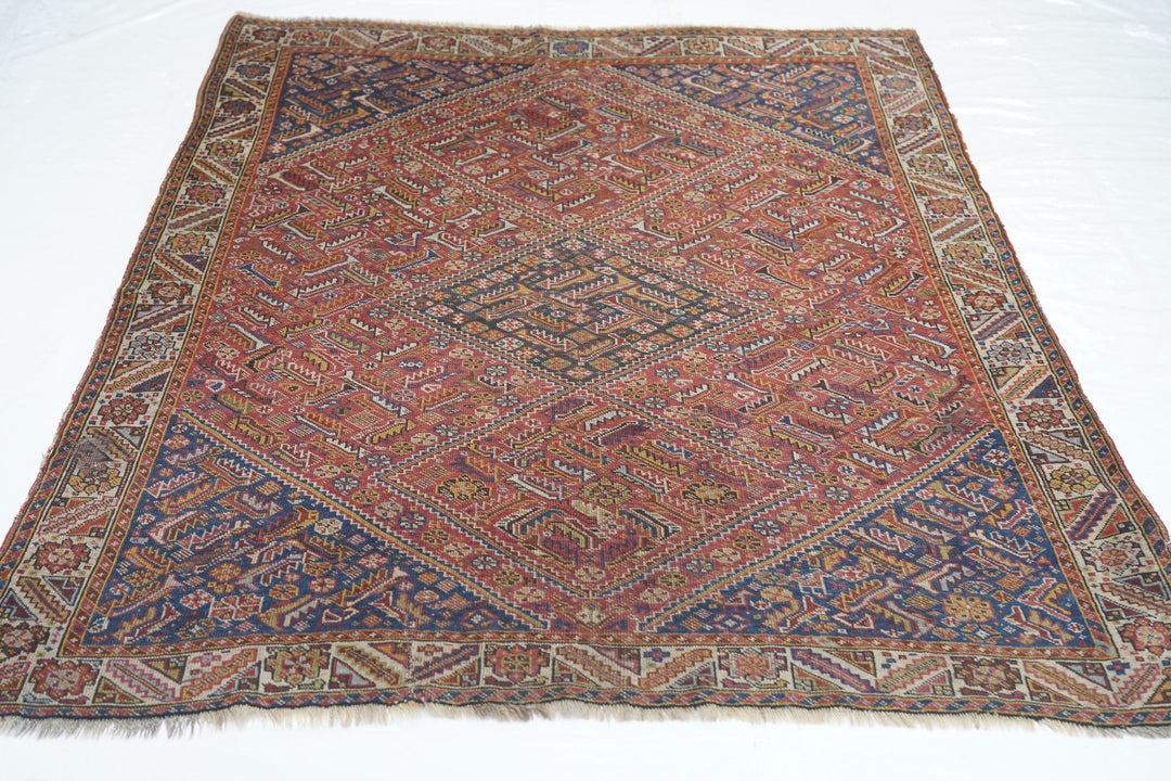 Antique Qashqai Rug 4'2'' x 5'2''