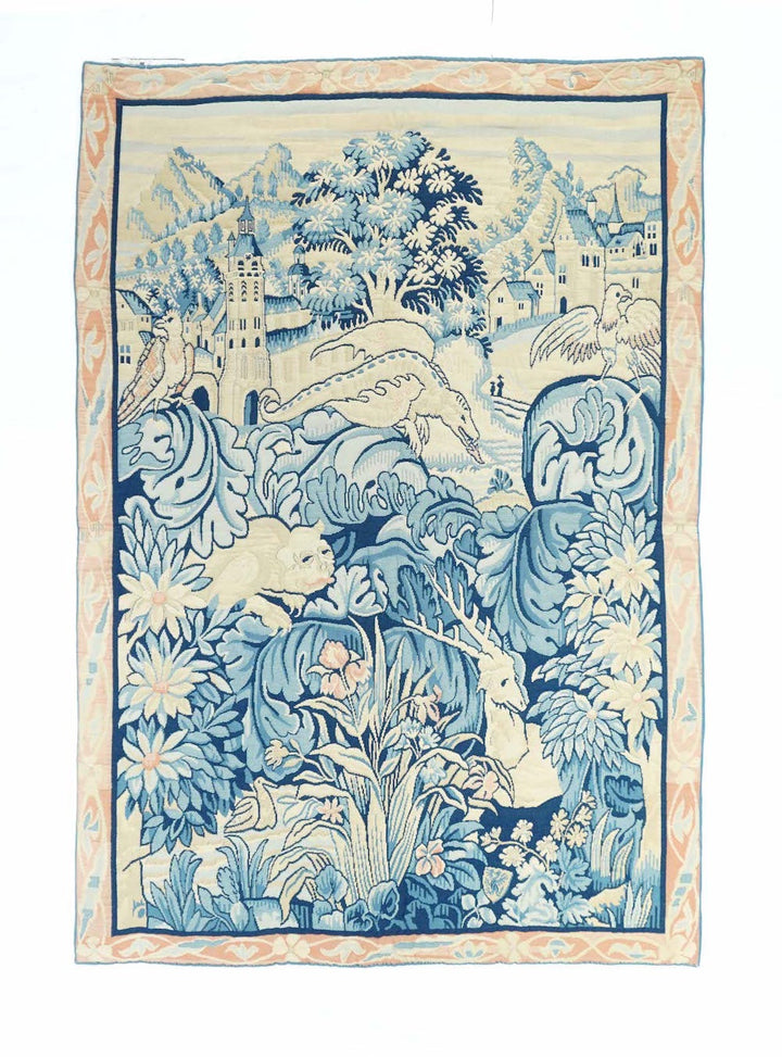 Vintage Belgium Verdure Design Tapestry 4'2'' x 6'1''