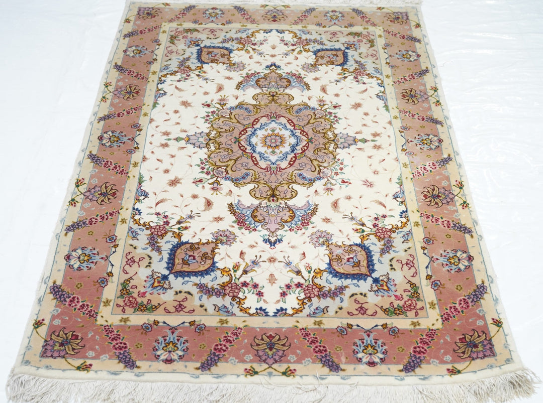 Extremely Fine Persian Tabriz Wool & Silk Rug 3'4'' x 5'2''