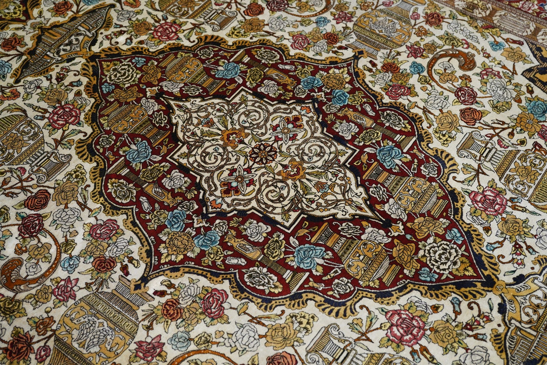 Fine Persian Silk Qum Rug 6'6'' x 9'10''