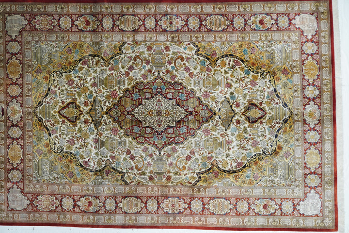 Fine Persian Silk Qum Rug 6'6'' x 9'10''