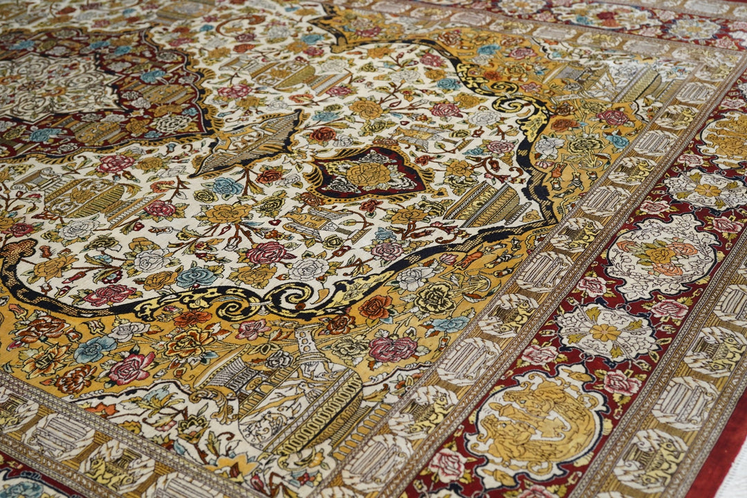 Fine Persian Silk Qum Rug 6'6'' x 9'10''