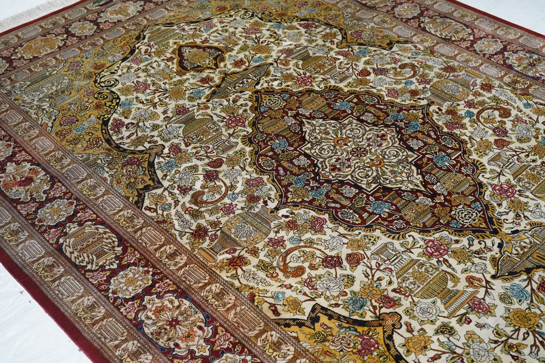 Fine Persian Silk Qum Rug 6'6'' x 9'10''