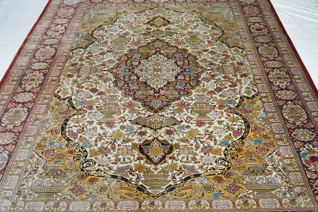 Fine Persian Silk Qum Rug 6'6'' x 9'10''