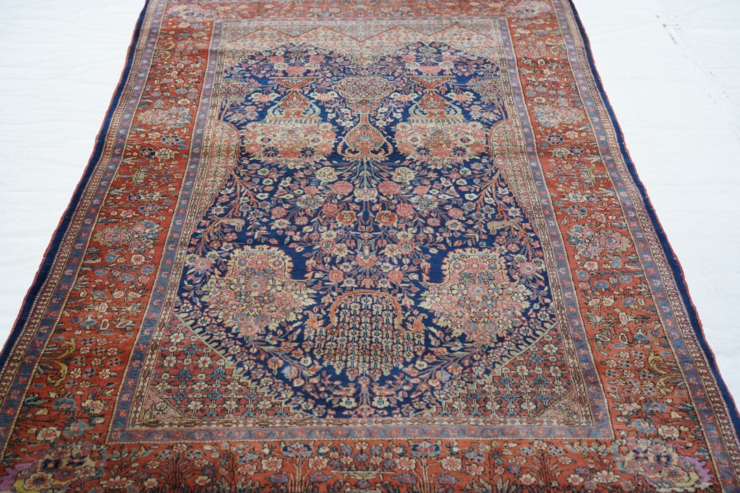 Fine Antique Persian Dabir Kashan Rug 4'3'' x 7'0"