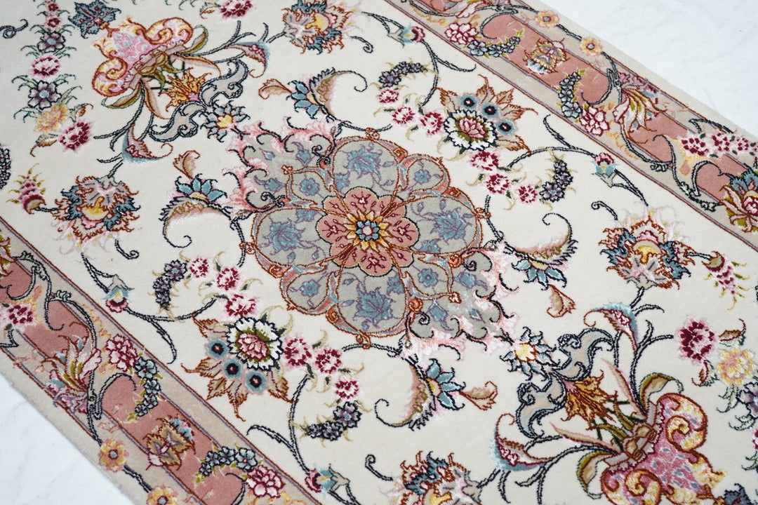 Extremely Fine Persian Tabriz Woven by the Artist Master Weaver, Wool & Silk Runner 2'9'' x 7'8''