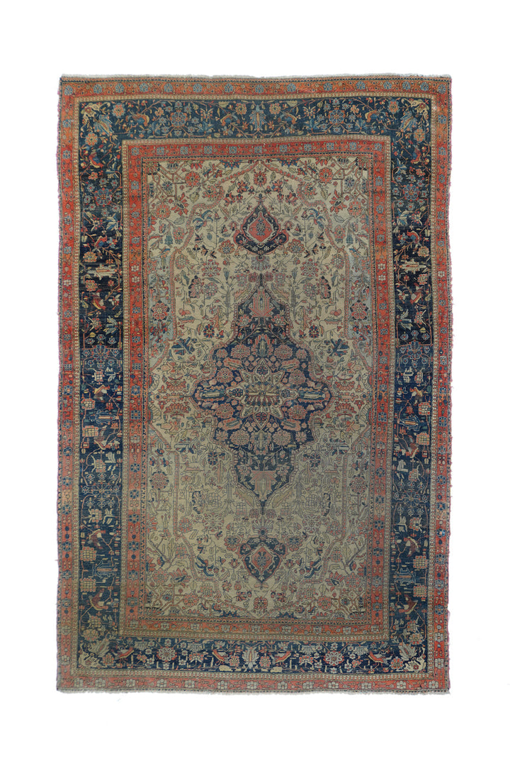 Antique Mohtasham Kashan Rug 4'5'' x 6'10''