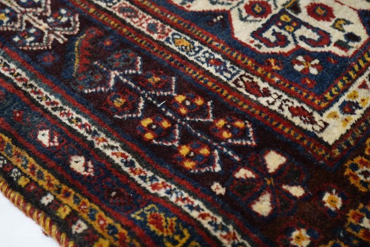 Fine Antique Persian Qashqai Wool Rug 5'0"  x 8'2''