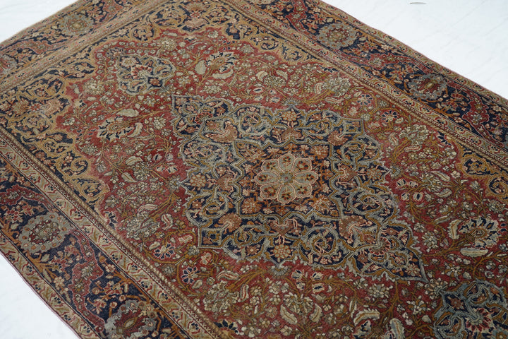 Antique Mohtasham Kashan Rug 4'2'' x 6'9''