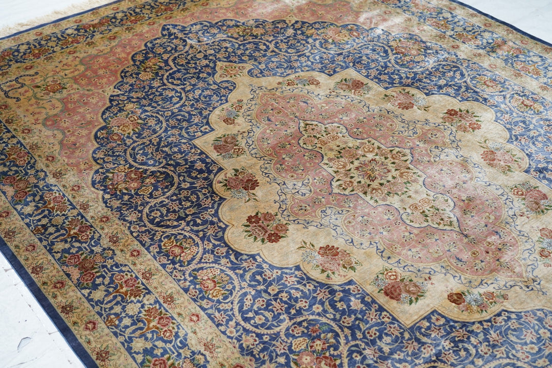 Extremely Fine Silk Persian Qum Rug 6'5'' x 9'8''