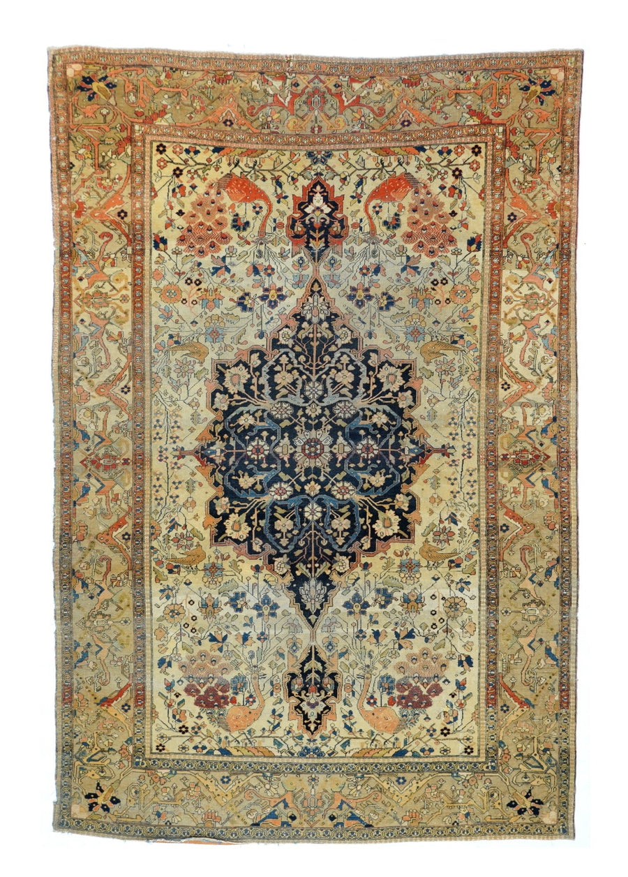 Antique Mohtasham Kashan Rug 4'4'' x 6'7''