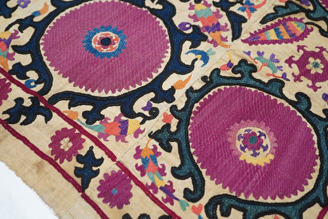 Antique Uzbekistan Suzani Textile Rug 6'2'' x 9'9''