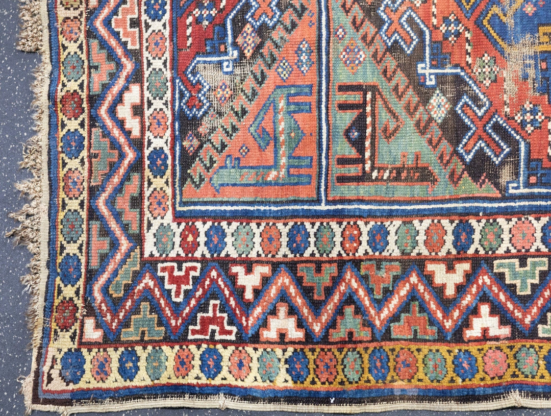 Antique Kurdish Kazak Rug 5'5'' x 9'10''