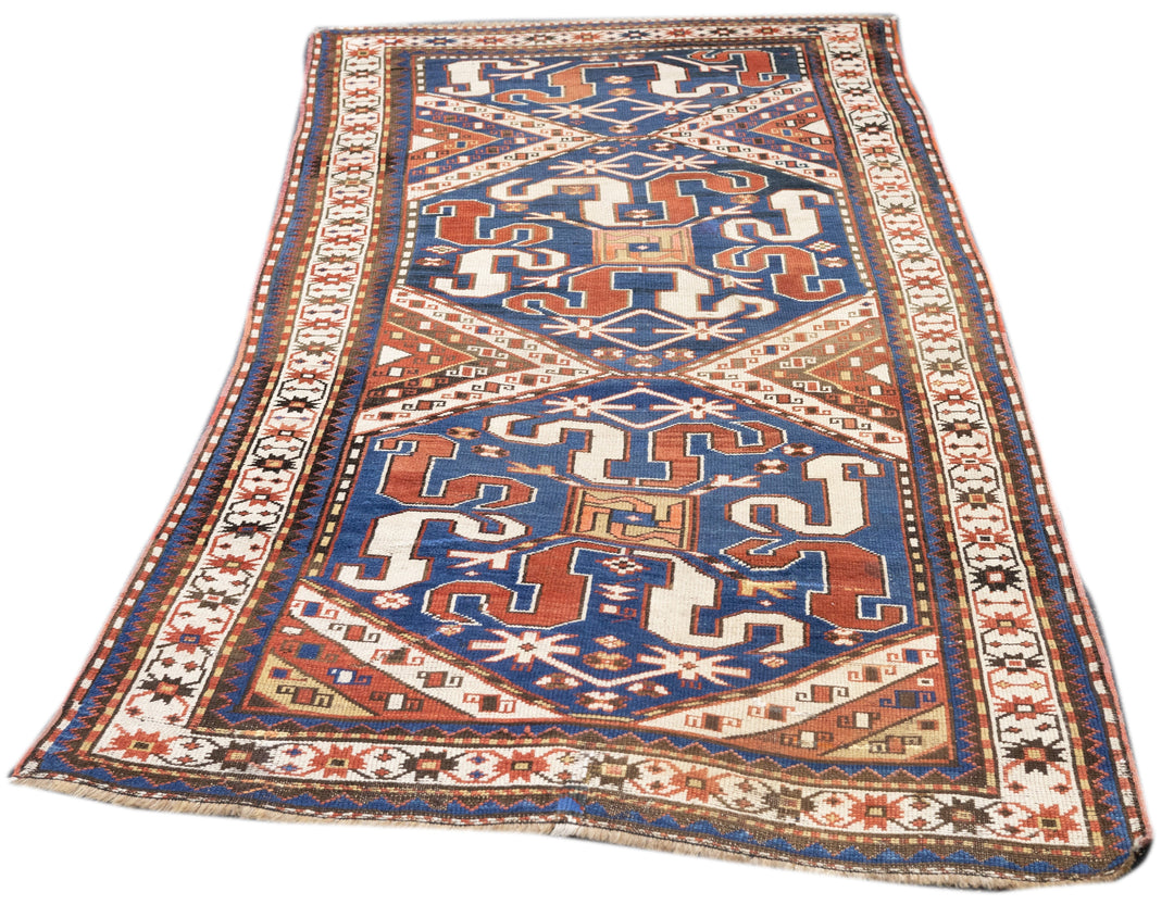 Antique Claudband Kazak Rug 3'11'' x 7'10''