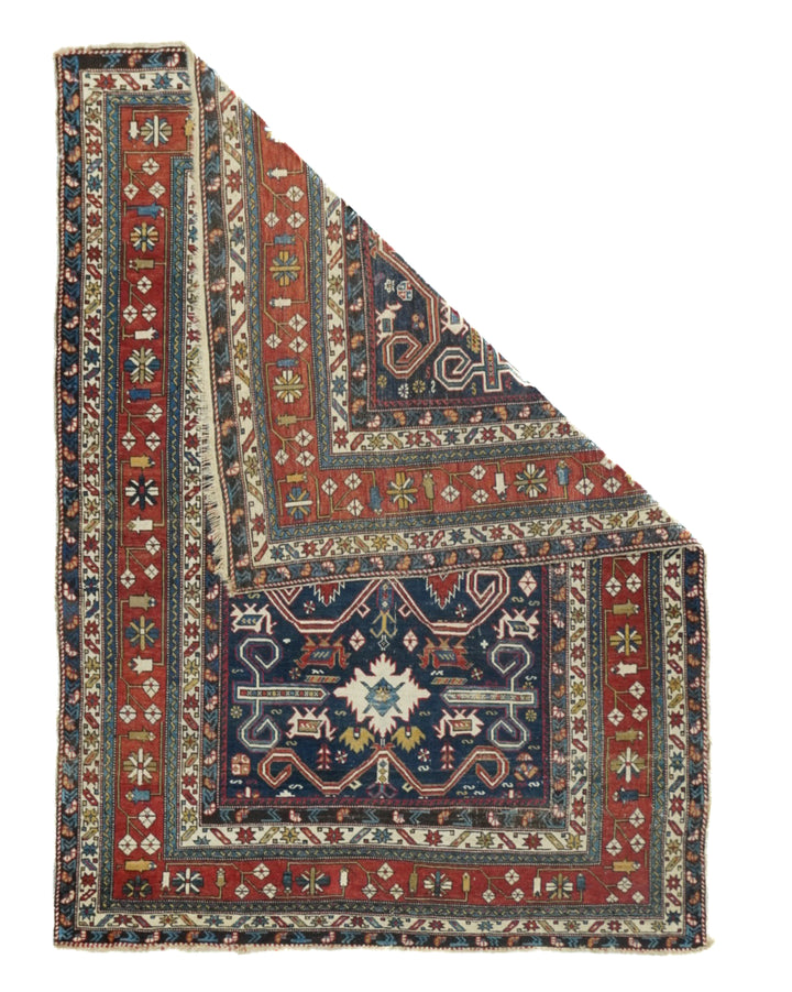 Antique Caucasian Perpedil Rug 4'4'' x 5'11''