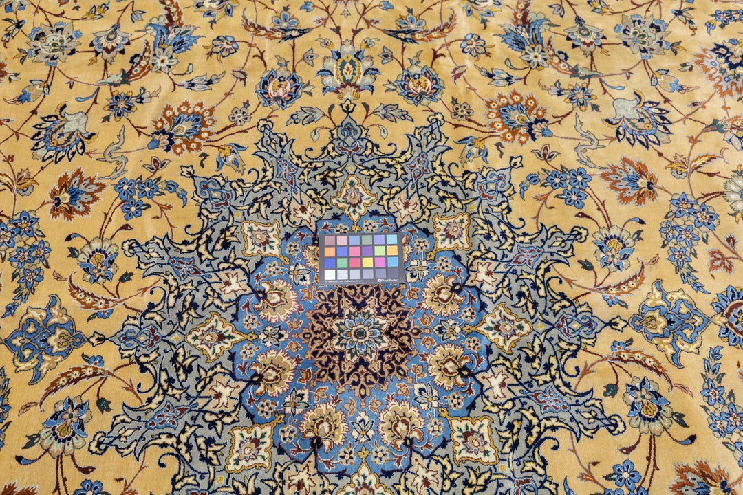 Extremely Fine Persian Isfahan Wool and Silk Rug 10'6'' x 13'11''