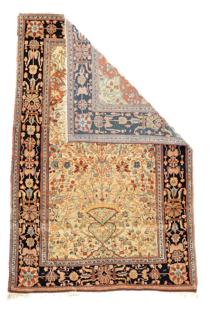 Antique Mohtasham Kashan Rug 4'4'' x 6'8''