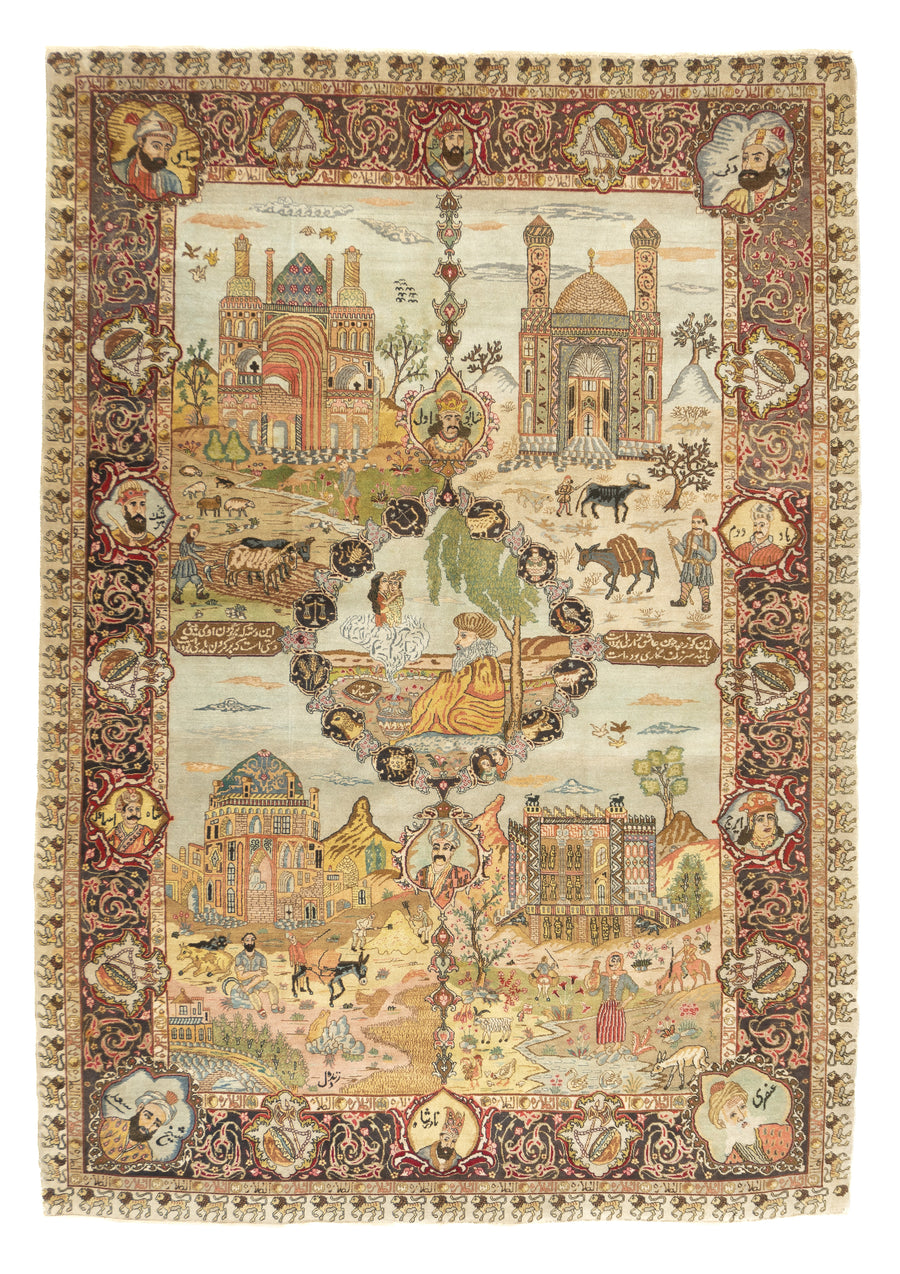 Vintage Scenery Tabriz Rug 5'8'' x 8'6''